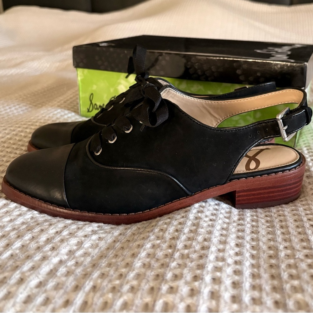 Sam Edelman Black Slingback Oxford Shoes Sz M new